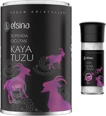 Efsina İyotlu Kristal Kaya Tuzu Paket 500 gr + Kristal Kaya Tuzu 110 gr