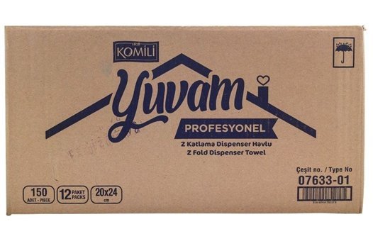 Komili Dispenser Tek Katlı 12'li Z Katlama Kağıt Havlu