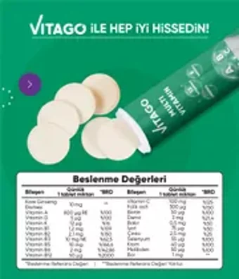 Vitago Aromalı Unisex Vitamin 10 Tablet