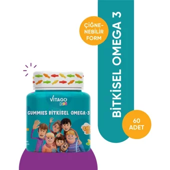 Vitago Kids Gummies Çiğnenebilir Omega 3 Balık Yağı Jel 60 Adet