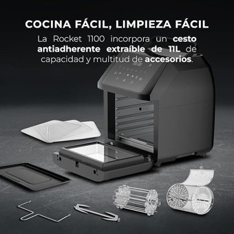 Master Pro Rocket 1100 Airfryer Tek Hazneli Izgara Yapan Led Ekranlı Yağsız Sıcak Hava Fritözü Siyah