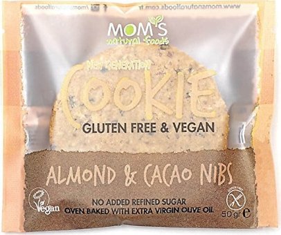 Mom's Natural Foods Gluten Free-Vegan Bademli Kakaolu Bisküvi 50 gr