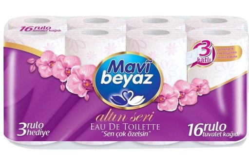 Mavi Beyaz 3 Katlı Kokulu Renkli 16'lı Rulo Tuvalet Kağıdı