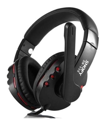 Snopy SN 338 Silikonsuz Mikrofonlu 3.5 mm Jak Kablolu Kulaklık Kırmızı Siyah