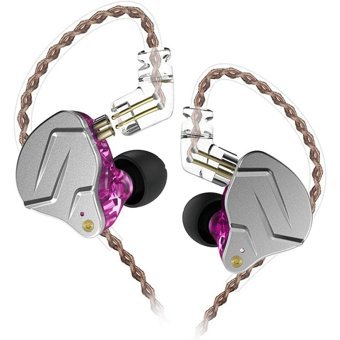 Kz ZSN Pro Silikonlu Mikrofonlu Örgülü 3.5 mm Jak Kablolu Kulaklık Mor