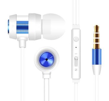 Snopy SN J01 Silikonlu Mikrofonlu 3.5 mm Jak Kablolu Kulaklık Beyaz Mavi