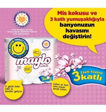 Maylo 3 Katlı Kokulu Renkli 64'lü Rulo Tuvalet Kağıdı