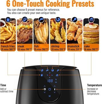 Vpcok Direct Airfryer 5.5 lt Tek Hazneli Led Ekranlı Sıcak Hava Fritözü Siyah