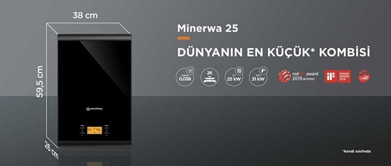 Warmhaus MinerWa Premix 31 Kw Hermetik Tam Yoğuşmalı Doğalgazlı Kombi