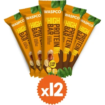 Waspco Protein Bar Kakaolu Yer Fıstıklı Çikolata 50 gr 12 Adet