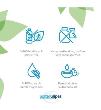 Water Wipes Yeni Biodegradable Original Baby Wipes 60 Yaprak 8'li Paket Islak Mendil