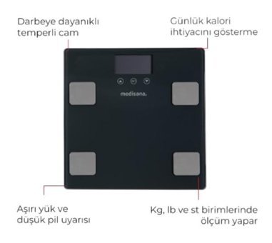 Medisana 48435 Yağ Ölçen Vücut Analizi Yapan Kas Ölçen Dijital Akıllı Tartı