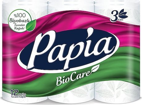 Papia Biocare 3 Katlı 12'li Rulo Tuvalet Kağıdı