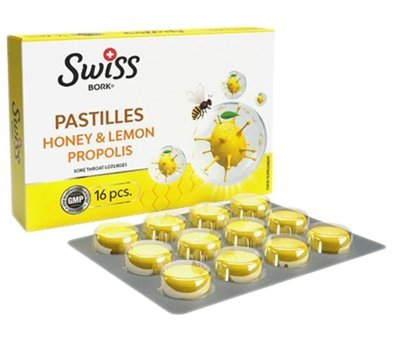Bork Swiss Natural Ballı Limonlu Propolis Yetişkin 16 Adet Pastil