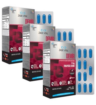 Zade Vital Demir Yetişkin Vitamin 3x90 Adet Kapsül