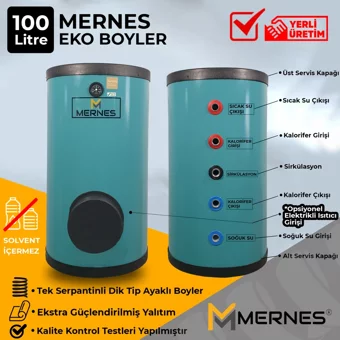 Mernes Eko 100 lt Tek Serpantinli Mekanik Boyler