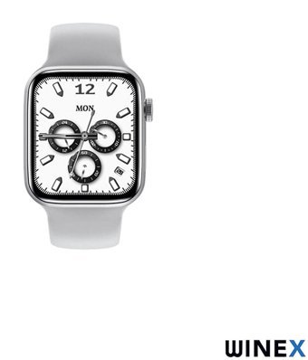 Winex Hw22 Plus 43.4 mm Kare Tansiyon Ölçen Unisex Akıllı Saat Gümüş