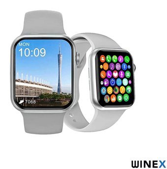 Winex Hw22 Plus 43.4 mm Kare Tansiyon Ölçen Unisex Akıllı Saat Gümüş
