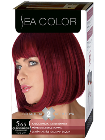 Sea Color 5.65 Çilek Kırmızı Amonyaksız Vegan Krem Saç Boyası 4x60 ml