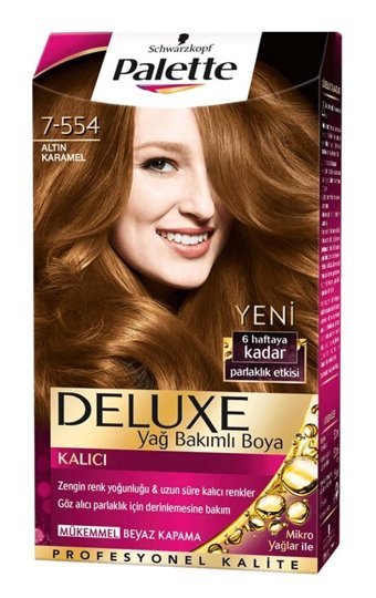 Palette Deluxe 7.554 Altın Karamel Amonyaksız Krem Saç Boyası 3x60 ml