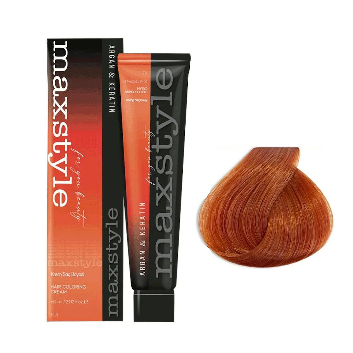 Maxstyle Argan & Keratin 7.44 Yoğun Bakır Amonyaksız Krem Saç Boyası 3x60 ml