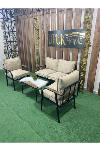 Ufuk Home Linda Metal 4'lü Bahçe Koltuğu Açık Krem