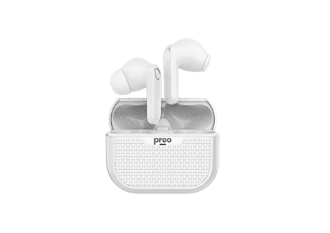 Preo Ms40 Tek Mikrofonlu Silikonsuz Gürültü Önleyici Kablolu Kulak İçi Bluetooth Kulaklık Beyaz