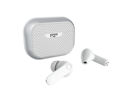 Preo Ms40 Tek Mikrofonlu Silikonsuz Gürültü Önleyici Kablolu Kulak İçi Bluetooth Kulaklık Beyaz