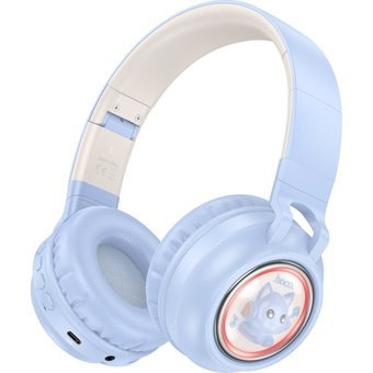 Hoco W50 Tek Mikrofonlu 5.3 Silikonsuz Kablosuz Kulak Üstü Bluetooth Kulaklık Mavi