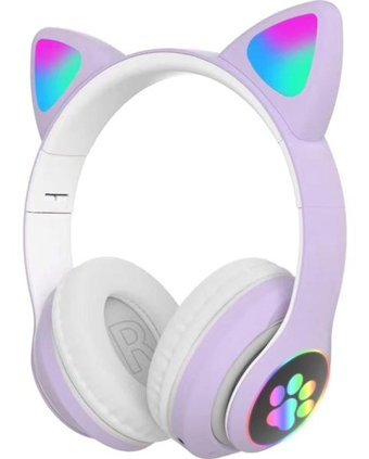Karler Bass STN28 Tek Mikrofonlu 5.0 Işıklı Silikonsuz Oyuncu Kablosuz Kulak Üstü Bluetooth Kulaklık Lila