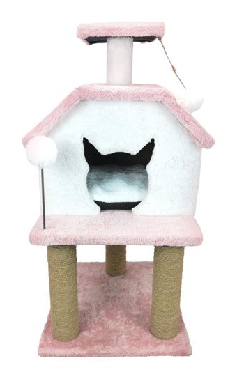 Patiderm Hacıyatmazlı Oyuncaklı Katlı 80 cm Kedi Tırmalama Evi