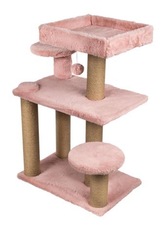 Dubex Oturaklı Oyuncaklı 91 cm Kedi Tırmalama Tahtası Pembe