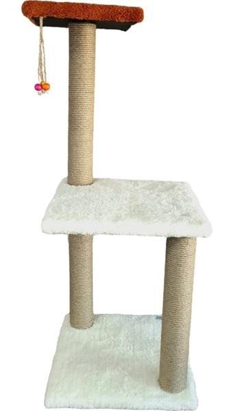 Nursoft B-07 Oturaklı Oyuncaklı Merdivenli Katlı 125 cm Kedi Tırmalama Evi Antrasit