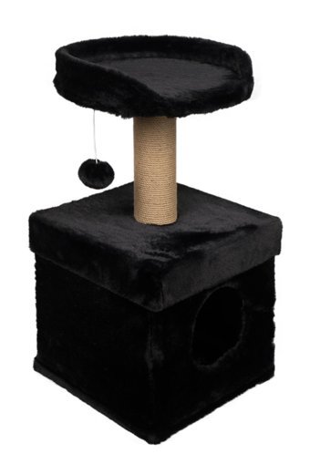 Dubex Oturaklı Oyuncaklı 72 cm Kedi Tırmalama Evi Siyah