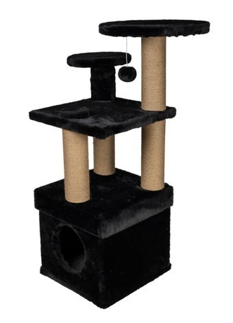 Dubex Oturaklı Oyuncaklı 100 cm Kedi Tırmalama Evi Siyah