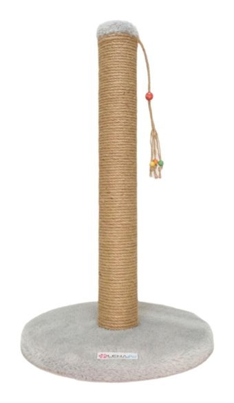 Lena Pet Yuvarlık Oyuncaklı 52 cm Kedi Tırmalama Direği Gri