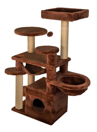Dubex Oturaklı Oyuncaklı Katlı 129 cm Kedi Tırmalama Evi Bordo