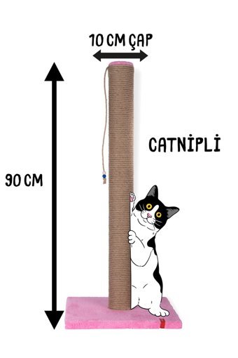 Pugalo Oyuncaklı Kedi Otlu 90 cm Kedi Tırmalama Direği Pembe