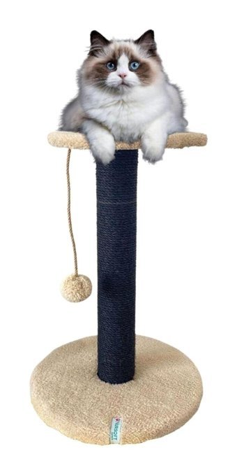 Nursoft Oturaklı Oyuncaklı 42 cm Kedi Tırmalama Direği Bej