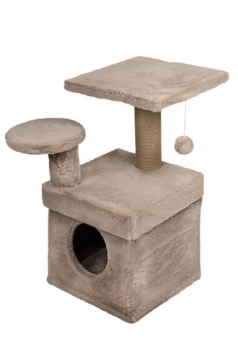 Bedspet M:9 Oturaklı Katlı Kedi Tırmalama Evi Kırmızı