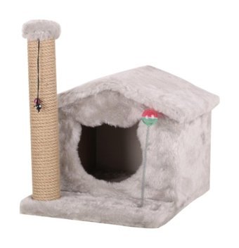 Misspet Oyuncaklı 50 cm Kedi Tırmalama Evi Gri