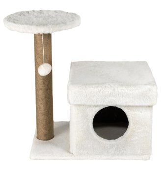 Dubex Oturaklı Oyuncaklı 80 cm Kedi Tırmalama Evi Beyaz