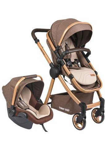 Tommy Baby Safir Katlanır Tam Yatar Travel Sistem Bebek Arabası Kahverengi