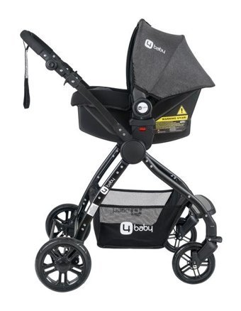 Four Baby Çift Yönlü Katlanır 360 Derece Dönebilen Tam Yatar Puset - Travel Sistem Bebek Arabası Siyah