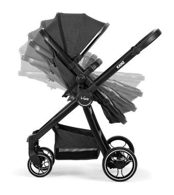 Kanz Lara2-CabrioFix Ultra Çift Yönlü Katlanır 360 Derece Dönebilen Tam Yatar Travel Sistem Bebek Arabası Gri-Siyah