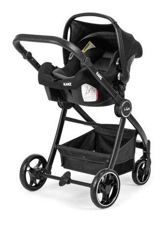 Kanz Lara2-CabrioFix Ultra Çift Yönlü Katlanır 360 Derece Dönebilen Tam Yatar Travel Sistem Bebek Arabası Gri-Siyah