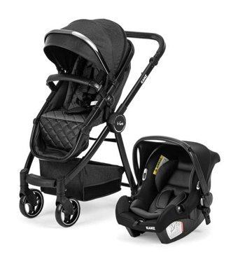 Kanz Lara2-CabrioFix Ultra Çift Yönlü Katlanır 360 Derece Dönebilen Tam Yatar Travel Sistem Bebek Arabası Gri-Siyah