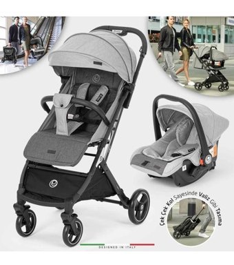 Elele Fly Katlanır 360 Derece Dönebilen Tam Yatar Kabin Tipi Travel Sistem Bebek Arabası Gri-Siyah