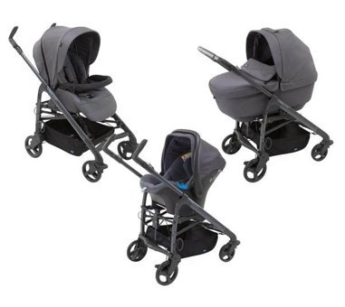 Chicco Trio Çift Yönlü Katlanır Kabin Tipi Travel Sistem Bebek Arabası Gri