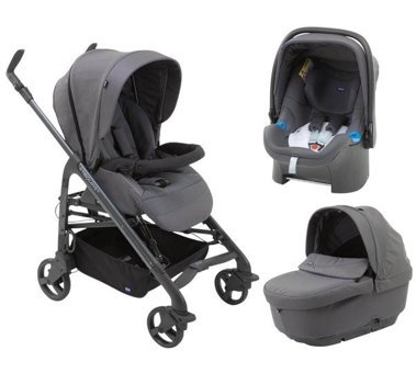 Chicco Trio Çift Yönlü Katlanır Kabin Tipi Travel Sistem Bebek Arabası Gri